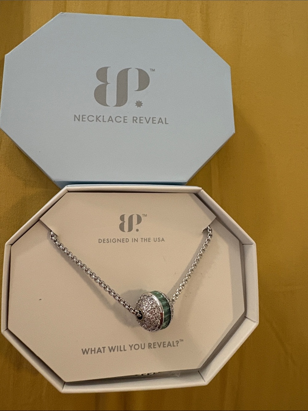 Necklace Reveal Silver Chain with Green Accent Pendant